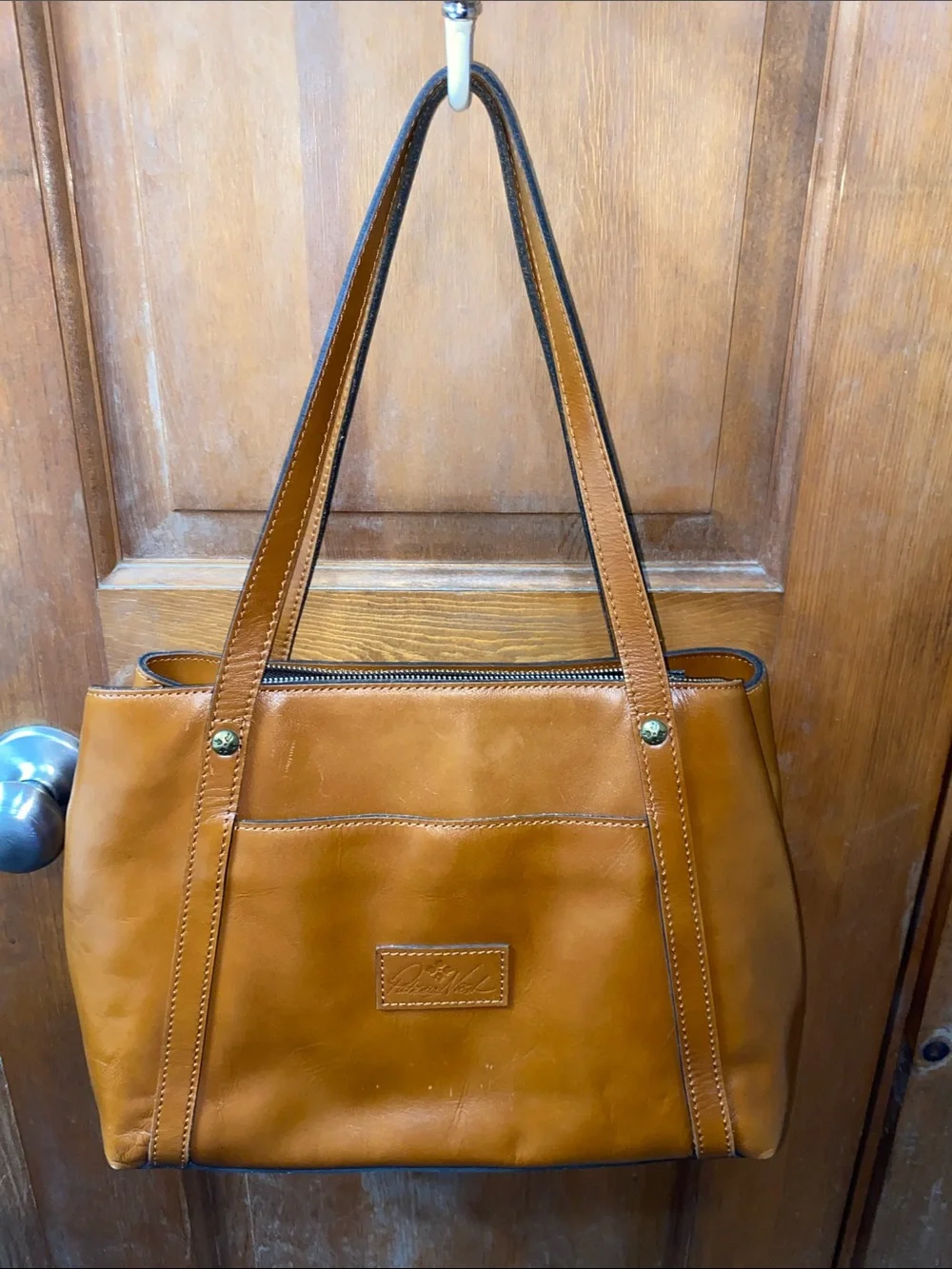 Patricia Nash Tan Leather Chantilly Vintage Satchel Shoulder Bag